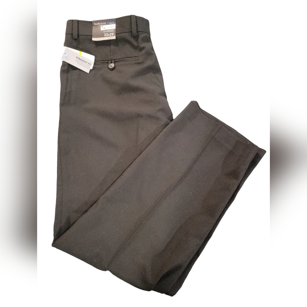 Van Heusen Studio Black Trouser Dress Pant Straight Leg 32 x 29